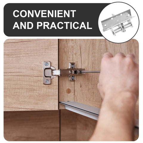 Sturdy Cold Rolled Steel Cabinet Door Hinge With Spring Damper on Wood Cupboard being adjusted by a hand, 90 Degree Right Angle