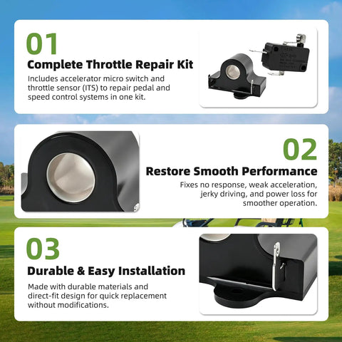Essential Golf Cart Throttle Repair Kit Made For TXT Drivers Starting In 1994 equipped with 25854G01 sensor and 25861G01 switch.