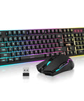Wireless Gaming Keyboard And Mouse Combo With LED Backlit Rechargeable 3800mAh Battery Mechanical Feel Anti-Ghosting