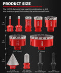 DAYDOOR 11-piece diamond hole saw kit (red) with vacuum-brazed bits for porcelain tile and stone.