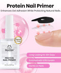 Protein Nail Primer bottle from the All In One At Home Nail Extensions Kit With 256 Clear Stiletto Tips In 16 Sizes.