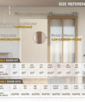 Heavy Duty Stainless Steel Top Mount Sliding Barn Door Hardware Kit For Interior Or Exterior Use Ultra Quiet Smooth Rolling Track Fits Single Doors Up To 25 Inches Wide Easy To Install size reference chart