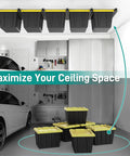 Heavy Duty Ceiling Storage Rack for Garage Overhead Storage System Adjustable Bin Organizer 5 Sets for 4 Bins 26 Inch Span