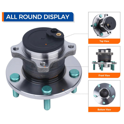 Pair Rear 512347 Wheel Hub Bearing Assembly For Mazda 3 2004 To 2013, Mazda 3 Sport 2009 To 2013, Mazda 5 2006 To 2017, 5 Lug With ABS, No Hassle Replacement, Easy Bolt On Install, Durable And Reliable displayed from multiple angles