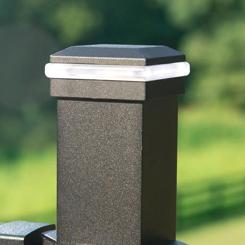 LED Aluminum Post Cap Light For 2.5 Inch Railing Posts With 360 Degree Illumination, Fits Light Hub System, 0.5W Low Power Exterior Deck Lighting, Available In Charcoal Black, Classic White, And Bronze