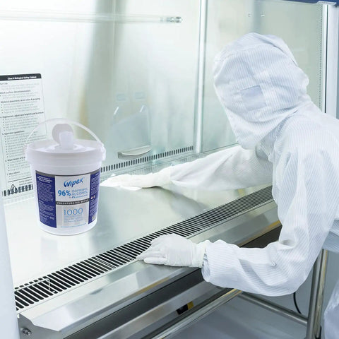 Premium 96 Percent Isopropyl Alcohol Wipes Bulk Pack comes packed with cloth sanitizing rags for cleaning in labs.