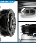 Heavy Duty Ac Air Compressor With Clutch For Chevy Camaro 3.6L V6 2010 To 2015 Lt Ls showing pulley and connection detail.