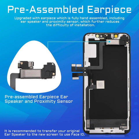 iPhone 11 Pro OLED Screen Replacement 5.8 Inch Full Assembly Digitizer Kit With Front Speaker Proximity Sensor 3D Touch