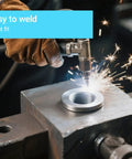 Hella Secure Eight Pack Weld On Nut Tabs Half Inch Thirteen Thread For Casters Leveling Feet And Furniture Builds Durable Steel Inserts being welded in place.