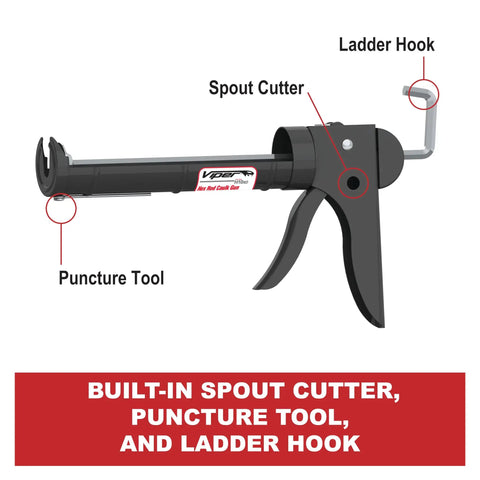 No Drip Manual Caulking Gun For One Tenth Gallon Cartridges With Hex Rod 10 To 1 Drive Viper Line Series Pro Grade frame with tools