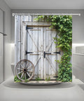 Farmhouse Shower Curtain With Green Ivy Leaves And Gray Wood Plank Look And Country Cabin Vibe Durable Polyester With Hooks 70x70 Inches