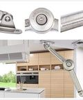 Lid Support Hinge Satin Nickel Folding Stay With Soft Close For Toy Box Drawer Window Wardrobe Or Cabinet Doors Adjustable To 35 Lb Installed View