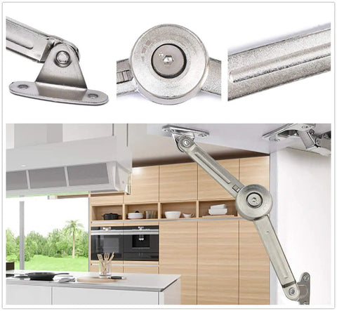 Lid Support Hinge Satin Nickel Folding Stay With Soft Close For Toy Box Drawer Window Wardrobe Or Cabinet Doors Adjustable To 35 Lb Installed View
