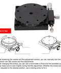 RS60 L Manual Rotary Stage R Axis Platform With 2.36 Inch Table Diameter Aluminum Alloy Precision Sliding Table shown with usage instructions