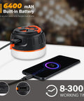 Rechargeable Go To Camping Lantern With 6400mAh Battery For Long Runtime IPX5 Waterproof Tent Light charging a smartphone