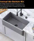 Kitchen sink with Air Switch Kit for Garbage Disposals UL Certified Sink Top Push Button 3.5 Inch Brass Button Matte Black Finish