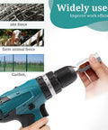 Hands using a drill with High Tensile Wire Easy Twist Tool For 9 Gauge Drill Chuck, Fast Twist Ties For Chain Link Fence.