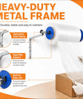 Heavy Duty Wall Mount Bubble Wrap Dispenser Rock Solid Galvanized Steel Bubble Cushioning Roll Holder on wall with bubble wrap.