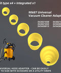 Versatile 2.5 Inch Vacuum Hose Adapter Set With Multi Size Step Design Moisture Proof TPU 5 Piece Kit displayed with vacuum cleaner