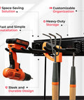 51 Inch Heavy Duty Garage Wall Organizer Rack With Adjustable Double Layer Hooks holding tools and power drill