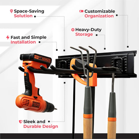 Must Have Garage Tool Organizer Wall Mount 48 Inch Heavy Duty Storage Rack With Adjustable Hooks Anti Rust Easy Install