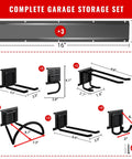 Diagram of Built Tough 48 Inch Garage Tool Organizer Wall Mount With 6 Adjustable Hooks showing dimensions and components.