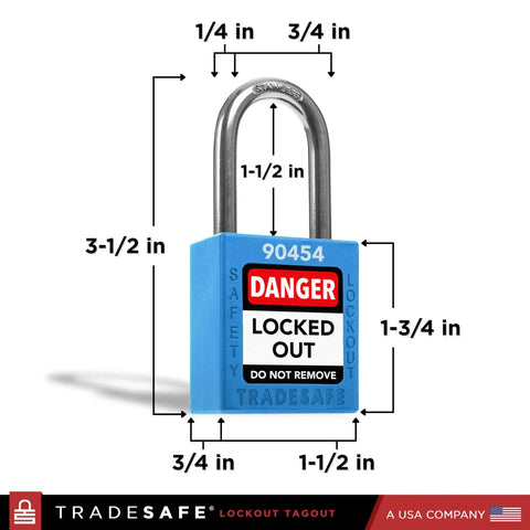 Blue Lockout Tagout Padlock Set With Seven Keyed Different Locks And Two Keys Per Lock, OSHA Compliant Safety Locks