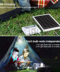 Off Grid Solar Light With Dual LED Bulbs And Solar Panel Pendant for home outdoor shop and camp use phone charging backup