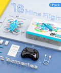 Product pack of Indoor Kids Drone With LED Lights And 360 Flip Easy To Fly Mini RC Quadcopter Dual Batteries Beginner Friendly Toy Gift For Boys And Girls Light Blue Glow with accessories