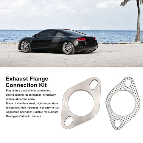 2 Inch Flange Connection Kit With Stainless Steel Flanges And Gasket Set Including Bolts Locknuts And Washers For Downpipe