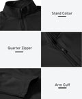 Close-up of Women Long Sleeve Golf Polo Shirt Quarter Zip Stand Collar Pullover With Thermal Lining Black Size Medium details.