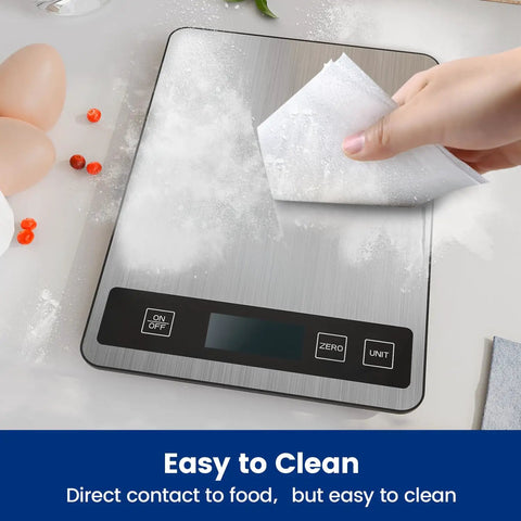 Home Chef Friendly Digital Kitchen Scale With 33 Lb Capacity, USB Rechargeable, Stainless Steel Build, easy to clean