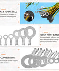 Six Size Copper Ring Crimp Terminals Kit 240 Pcs Non Insulated O Type Open Barrel Wire Lugs For Auto Motorcycle Boat