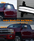 LED Rear Side Mirror Light DRL Amber Sequential Turn Signal Lamp Kit for Chevy Silverado GMC Sierra with Before and After Comparison