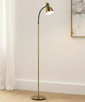 Dimmable Floor Lamp With Sturdy Base For Over Chair Reading, Tall Modern LED Standing Lamp For Living Room, Bedroom And Office, Brass Finish Dope Home Decor That Elevates Your Space