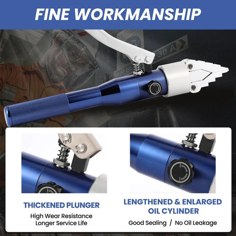 6T Portable Hydraulic Flange Spreader With Aluminum Alloy Pliers, Manual Flange Splitter showing thickened plunger and oil cylinder.