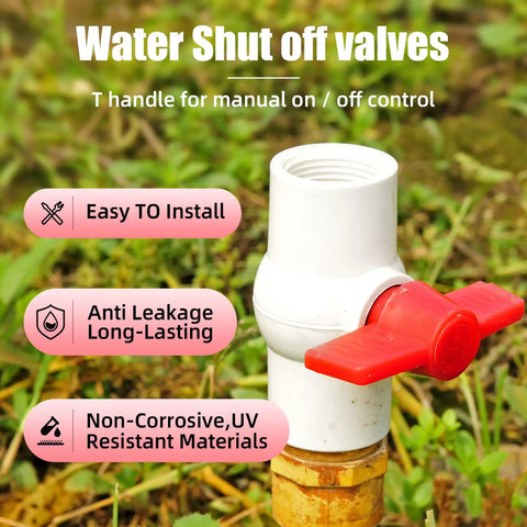 Five Pack 1 Inch PVC Ball Valves With T Handle Water Shut Off, 1 Inch Female Threaded NPT, PVC Ball Valve 150 PSI For Pool