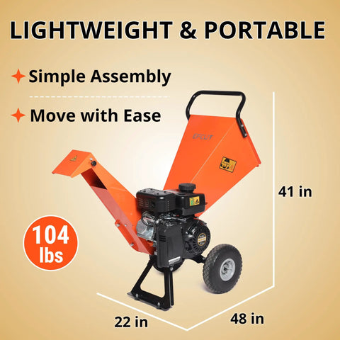 Beast Gas Powered Wood Chipper Shredder Mulcher 7HP Heavy Duty Yet Compact Design 3 Inch Max Capacity for Easy Yard Cleanup
