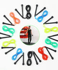 10 Pack PVC Jump Ropes For Cardio Fitness Versatile Adjustable Skipping Rope Set For Women Men Kids Speed Jump Rope For Exercise 9 Feet Length Durable Lightweight Construction Perfect For HIIT Warmups And All Skill Levels arranged in a circle with a central image of a person skipping.