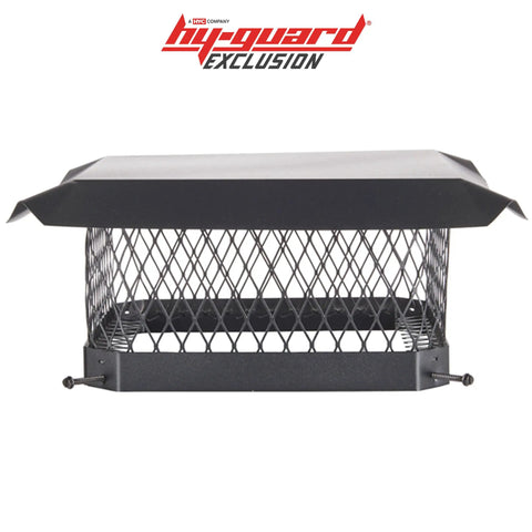 Bolt On Galvanized Steel Chimney Cover For Single Flue, 13 X 13 Inches, Mesh Three Quarter Inch, Fits Outside Clay Tile, Black