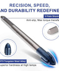 Side view of a 6 mm glass and tile drill bit with tungsten carbide tip and 3-flat shank