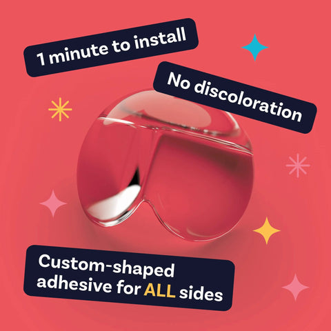 Transparent PVC Corner Protectors For Baby Safety And Furniture Edge Guards, showing clear bumper and adhesive features on red background.