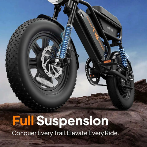 Beastly 1000W Peak Motor Fat Tire Electric Bike For Adults And Teens With 48V 13Ah Battery over rocky terrain