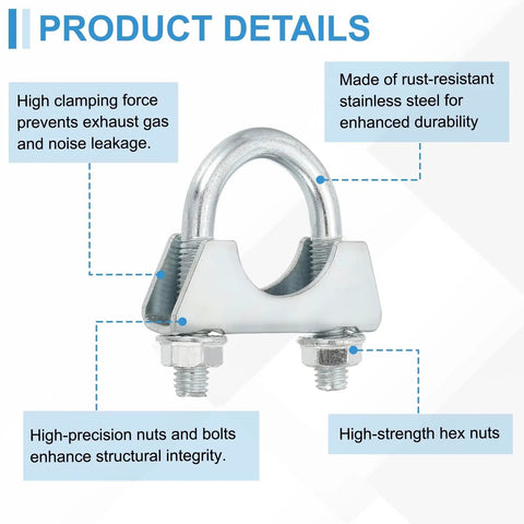 Two Pack U Bolt Exhaust Clamp Kit for Muffler and Exhaust Tip Pipes 26mm 1 Inch Galvanized Iron U Bolt Clamps with Saddle Flange