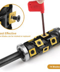 Tough As Nails Heavy Duty Double Bearing Flush Trim Router Bit With 14 Pc TiN Coated Carbide Inserts And 1/2 Inch Shank showing replaceable inserts.