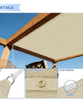 20x40 Sun Shade Sail Straight Edge Rectangle Canopy With D Ring Grommets UV Block for deck pergola in beige poly fabric