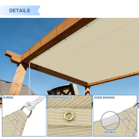 20x40 Sun Shade Sail Straight Edge Rectangle Canopy With D Ring Grommets UV Block for deck pergola in beige poly fabric