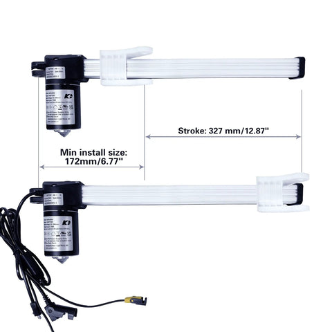 Rock Solid Linear Actuator Replacement For Power Recliner Lift Chairs Smooth Operator Motor KDPT007-156 model showing stroke size and wiring.