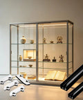 Double Display Case Sliding Door Track With Rollers Aluminum Rail System For Small Cabinets Black Finish 4 Feet