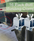 Butt Weld Clamps Set Of 16 For Edge To Edge Auto Body Welds Pro Grade Small Square Panel Clamps in use on car body panel